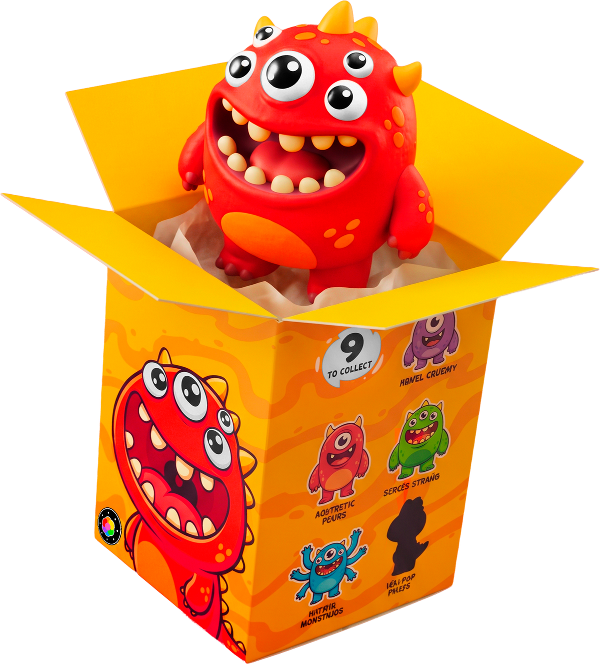 Art toy pastel en caja con ventana, hecho por PlastiVerse Studio